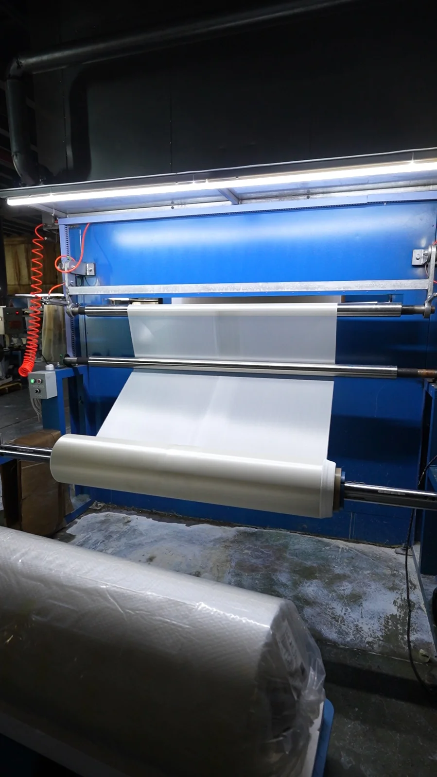 PTFE film running through the production line at the CHUANDA factory